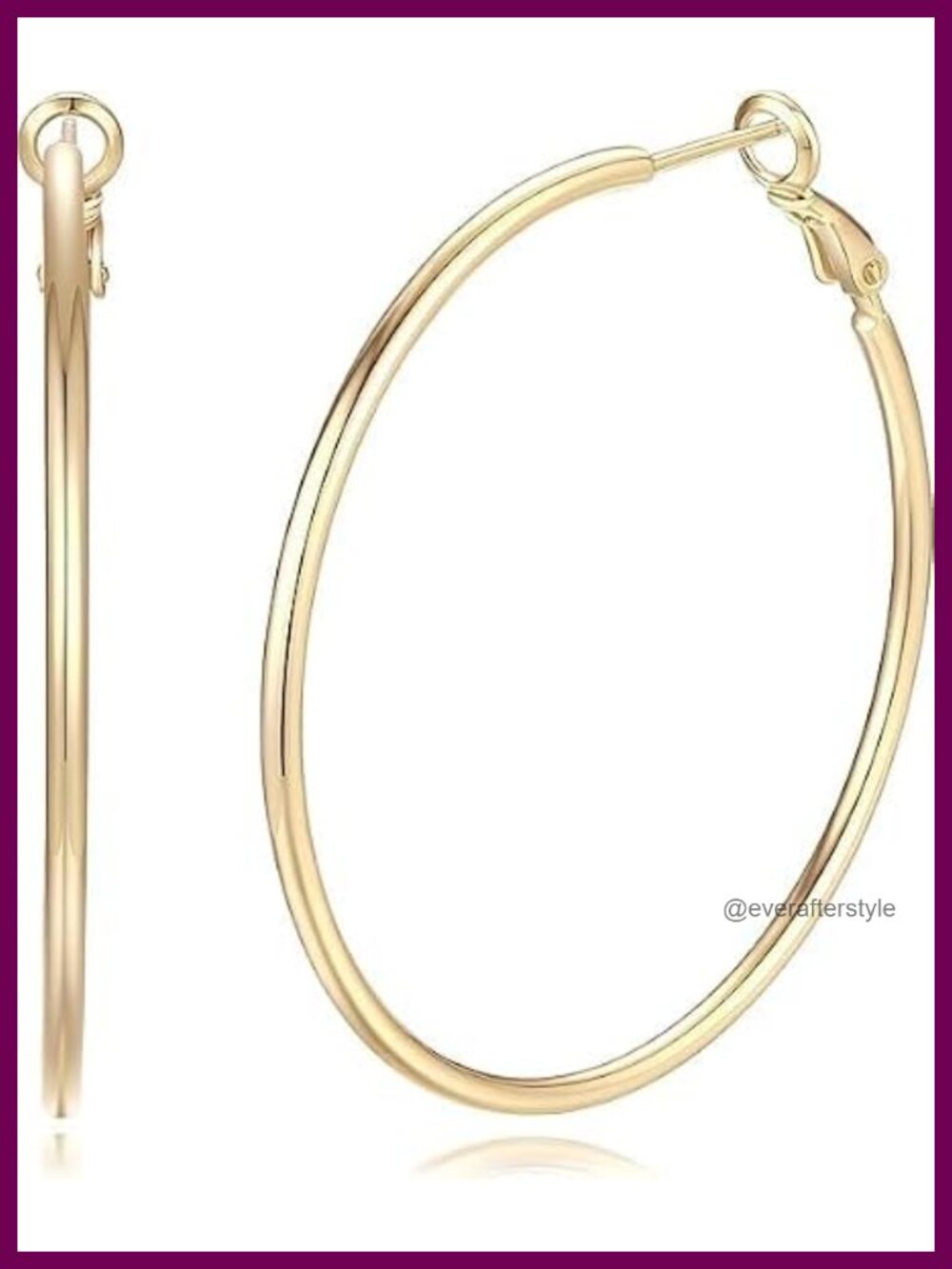 14K Gold Plated Chunky Hoop Earrings Polished Classic Women